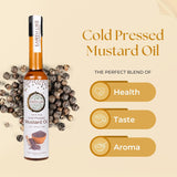 EARTH LIKE Kachhi Ghani Cold Pressed Mustard Oil Taste, Aroma & Essence of Authentic Mustard Seeds | Best for Daily Healthy Cooking | Sarso Ka Tel