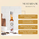 EARTH LIKE Kachhi Ghani Cold Pressed Mustard Oil Taste, Aroma & Essence of Authentic Mustard Seeds | Best for Daily Healthy Cooking | Sarso Ka Tel