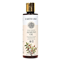 EARTH LIKE Cold Pressed Almond Oil for Hair Growth, Strong Hair & Healthy Glowing Skin| All Hair & Skin Types | Sulphate & Parabean Free, No Mineral & Silicon Oil