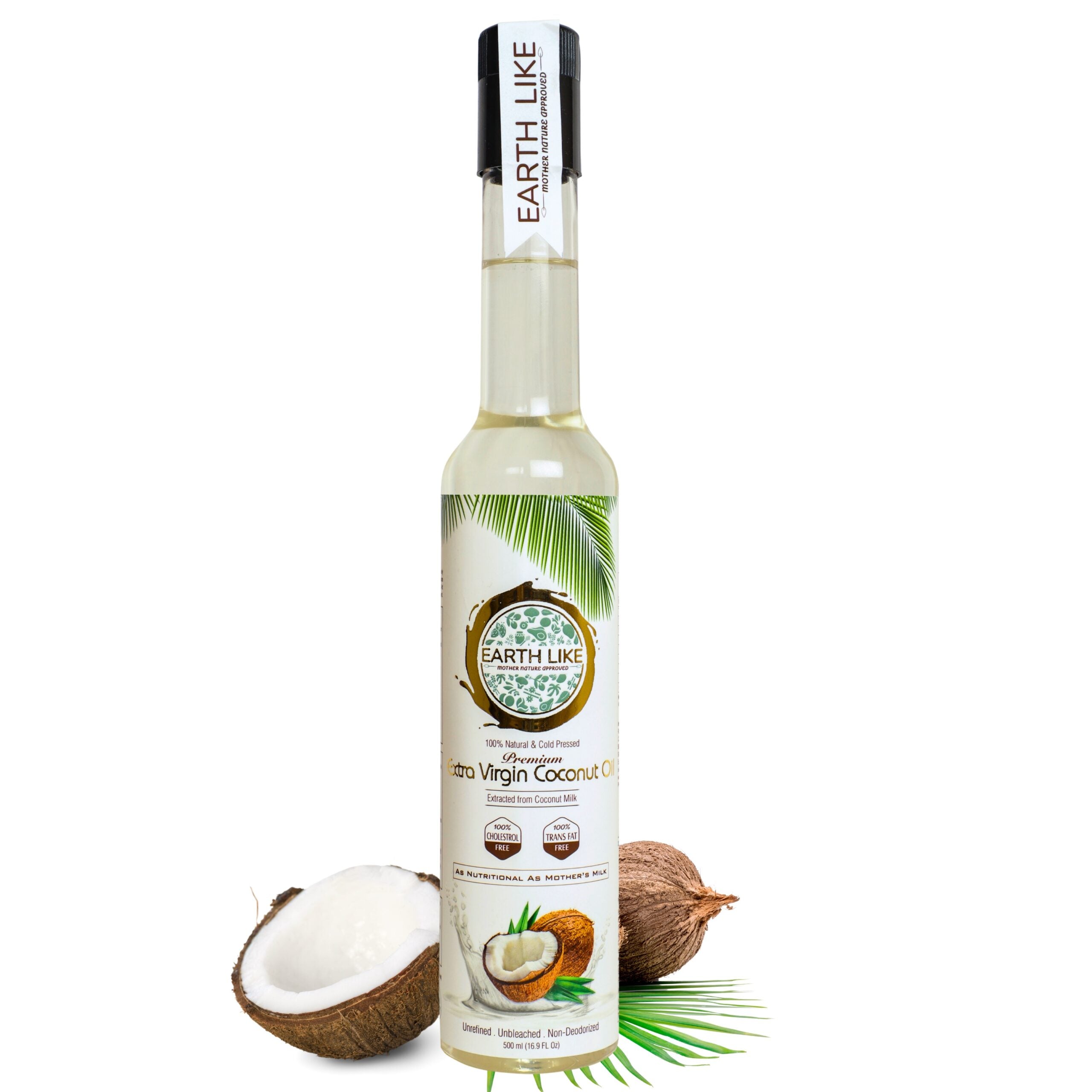 EARTH LIKE Extra Virgin Coconut oil | Best Baby Massage Oil | 100% Pure and Natural | Extracted from Coconut Milk | Cold Pressed Hair Oil