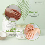 Earth Like Extra Virgin Coconut Oil, 180ml - Cold Pressed, Glass Jar, 100% Natural for Hair, Skin & Cooking (180ml)