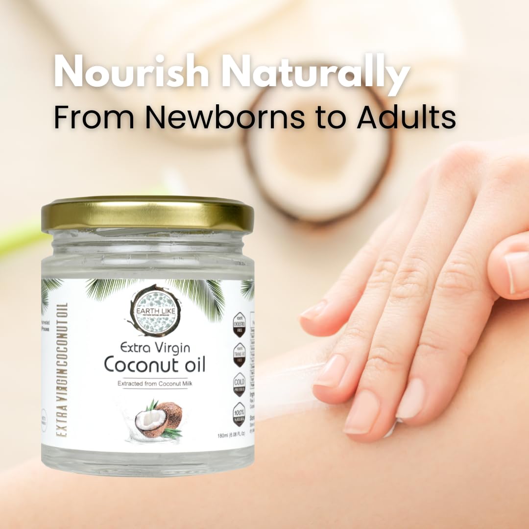 Earth Like Extra Virgin Coconut Oil -500ml |Glass Jar|Natural chemical free | coconut oil for massage,babay care,hair and skin