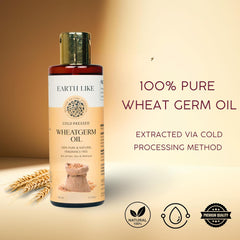 Earth Like Cold Pressed Wheat germ Carrier Oil - 100% Pure and Natural- Suitable for All Skin Types Pure Oil |Use for Hair Care, Skin Care (100ml)