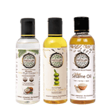 Earth Like Extra Virgin Olive Oil Imported | Extra Virgin Coconut Oil | Wood Pressed White Sesame Gingelly Oil | 100% Pure & Natural | Hair care & Skin Care Combo (pack of 3) (100ml)