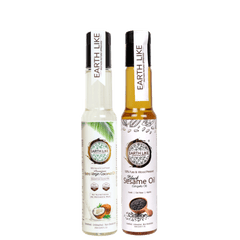 Earth Like - Extra Virgin Coconut Oil | Wood Pressed Black Sesame Gingelly Oil | Cold Pressed Hair Skin Care Oil Combo (Coconut Oil 250 ml + Sesame Oil 250 ml)