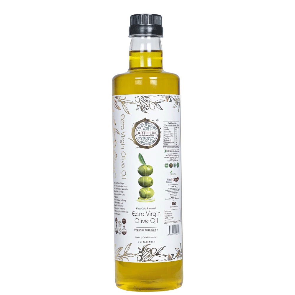 EARTH LIKE - Extra Virgin Olive Oil for Cooking, Skin Massage, Hair Care, Baby Massage | Cold Pressed