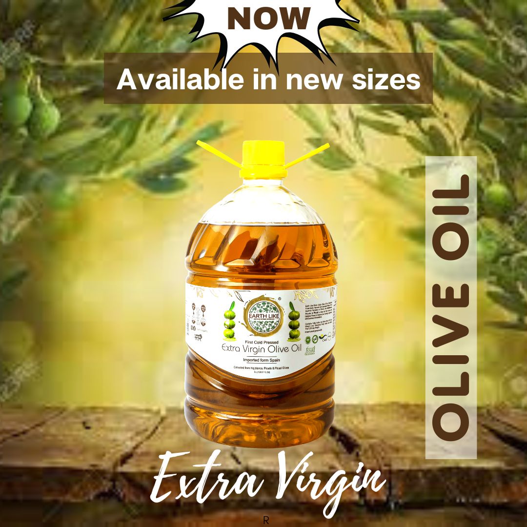 EARTH LIKE - Extra Virgin Olive Oil for Cooking, Skin Massage, Hair Care, Baby Massage | Cold Pressed
