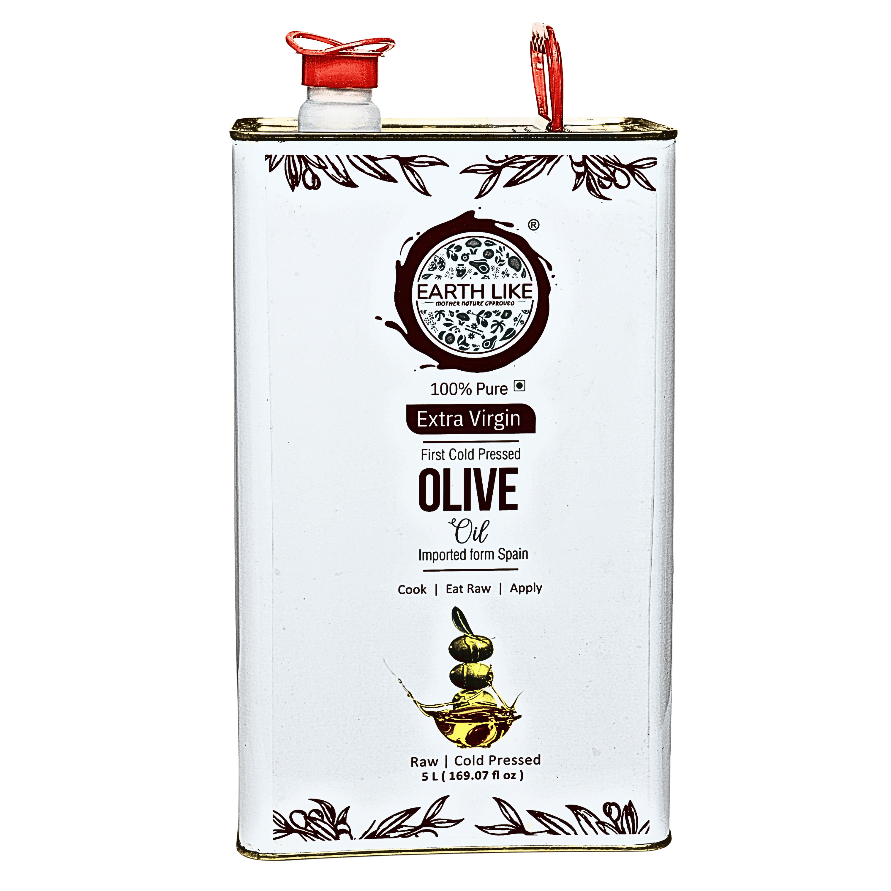 EARTH LIKE - Extra Virgin Olive Oil for Cooking, Skin Massage, Hair Care, Baby Massage | Cold Pressed