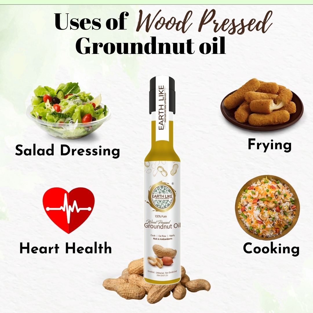 Earth Like Extra Virgin Olive Oil Imported | Wood Pressed Healthy Groundnut Oil (Pure Kolhu/Kachi Ghani/Chekku Tel) | Health Care Combo 100 ml and 500 ml (Pack of 2)