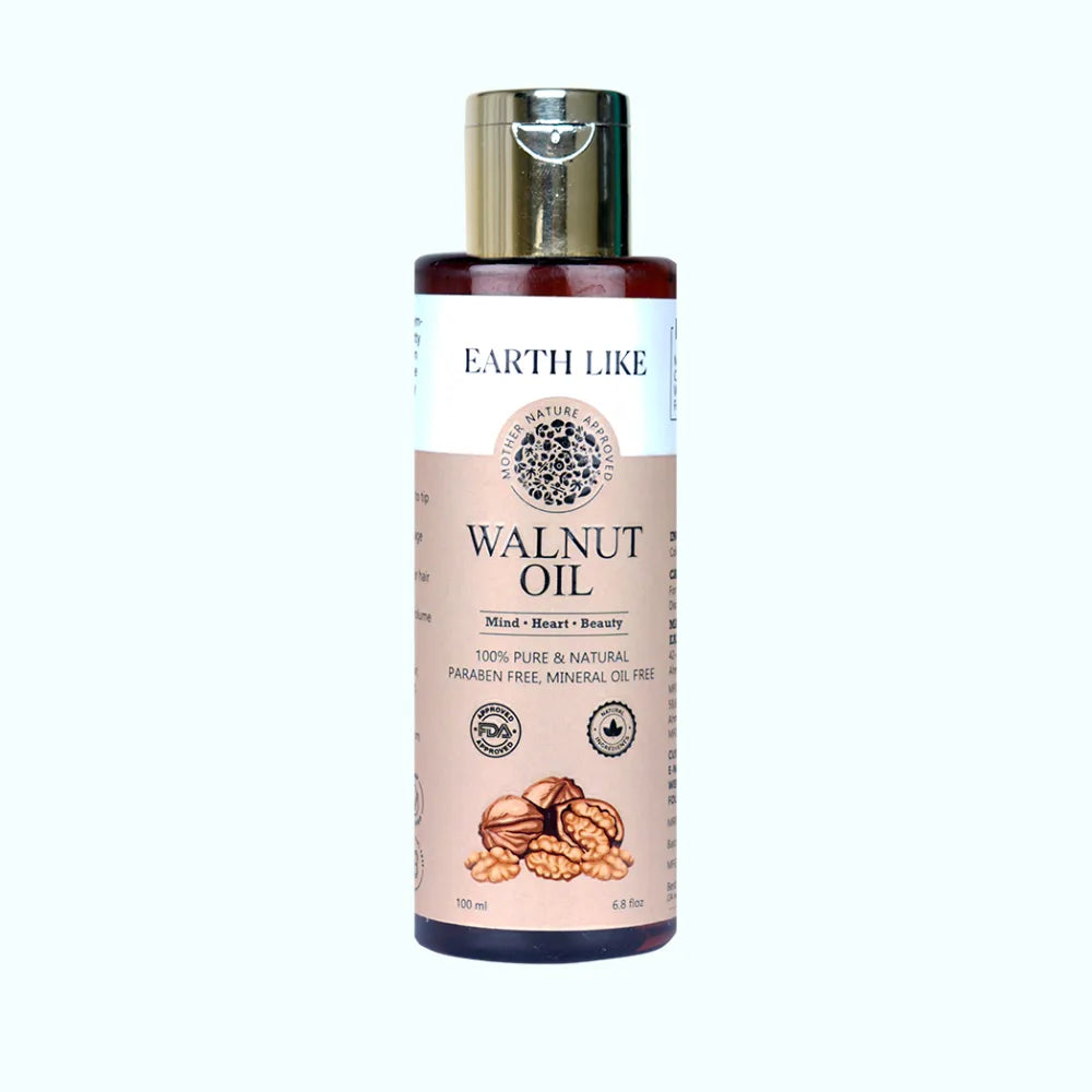 EarthLike Cold Pressed Walnut Oil for Hair & Skin 100ml | 100% Pure Natural oil for Deep Nourishment