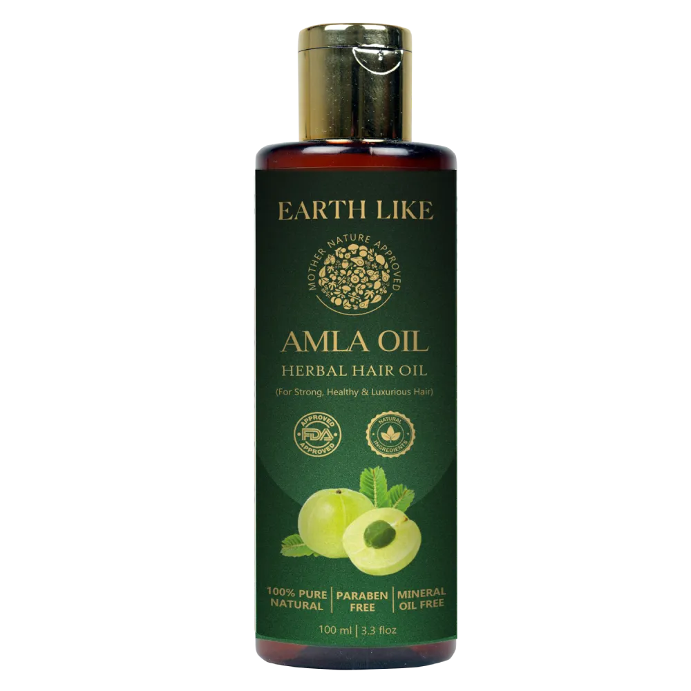 EarthLike Cold-Pressed Amla Hair Oil | Ayurvedic Formula for Hair Growth, Strength & Shine