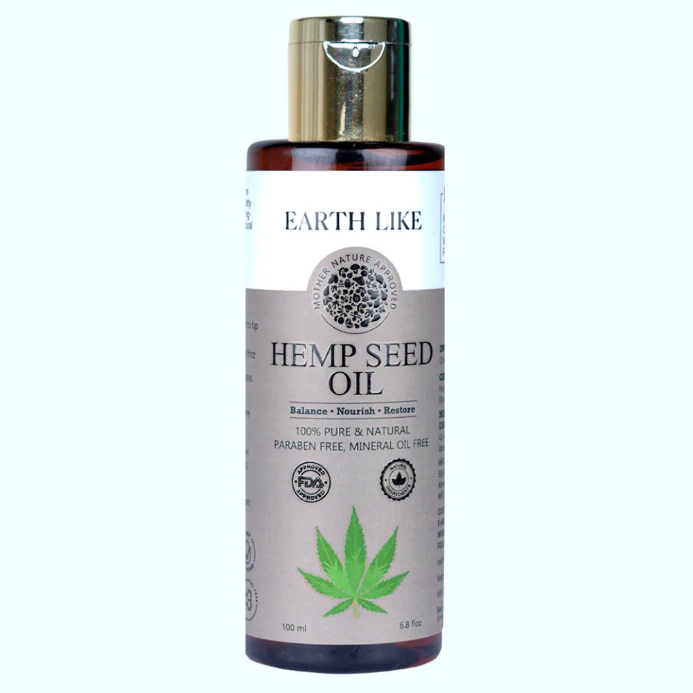 EarthLike Cold Pressed Hemp Seed Oil 100ml| 100% Pure & Unrefined | Glow Boosting, Hydrating Skin & Hair Oil