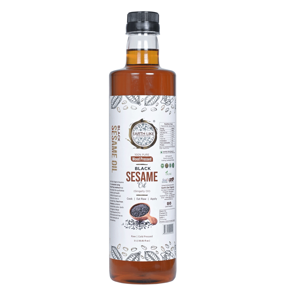 Earth Like Wood Pressed Black Sesame Gingelly Oil(Pure Kolhu/Kachi Ghani/cold pressed) Hair Skin Care