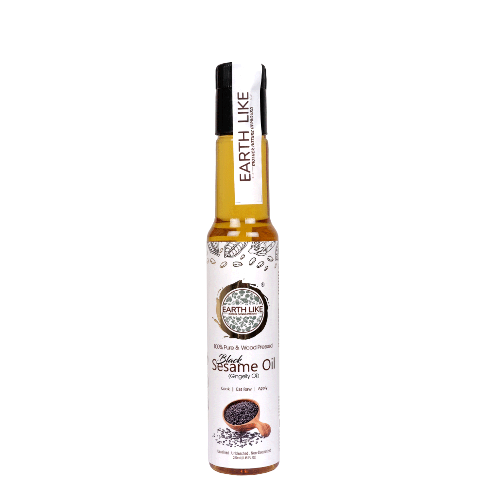 Earth Like Wood Pressed Black Sesame Gingelly Oil(Pure Kolhu/Kachi Ghani/cold pressed) Hair Skin Care