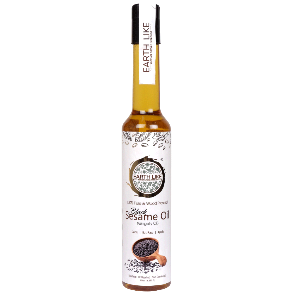 Earth Like Wood Pressed Black Sesame Gingelly Oil(Pure Kolhu/Kachi Ghani/cold pressed) Hair Skin Care