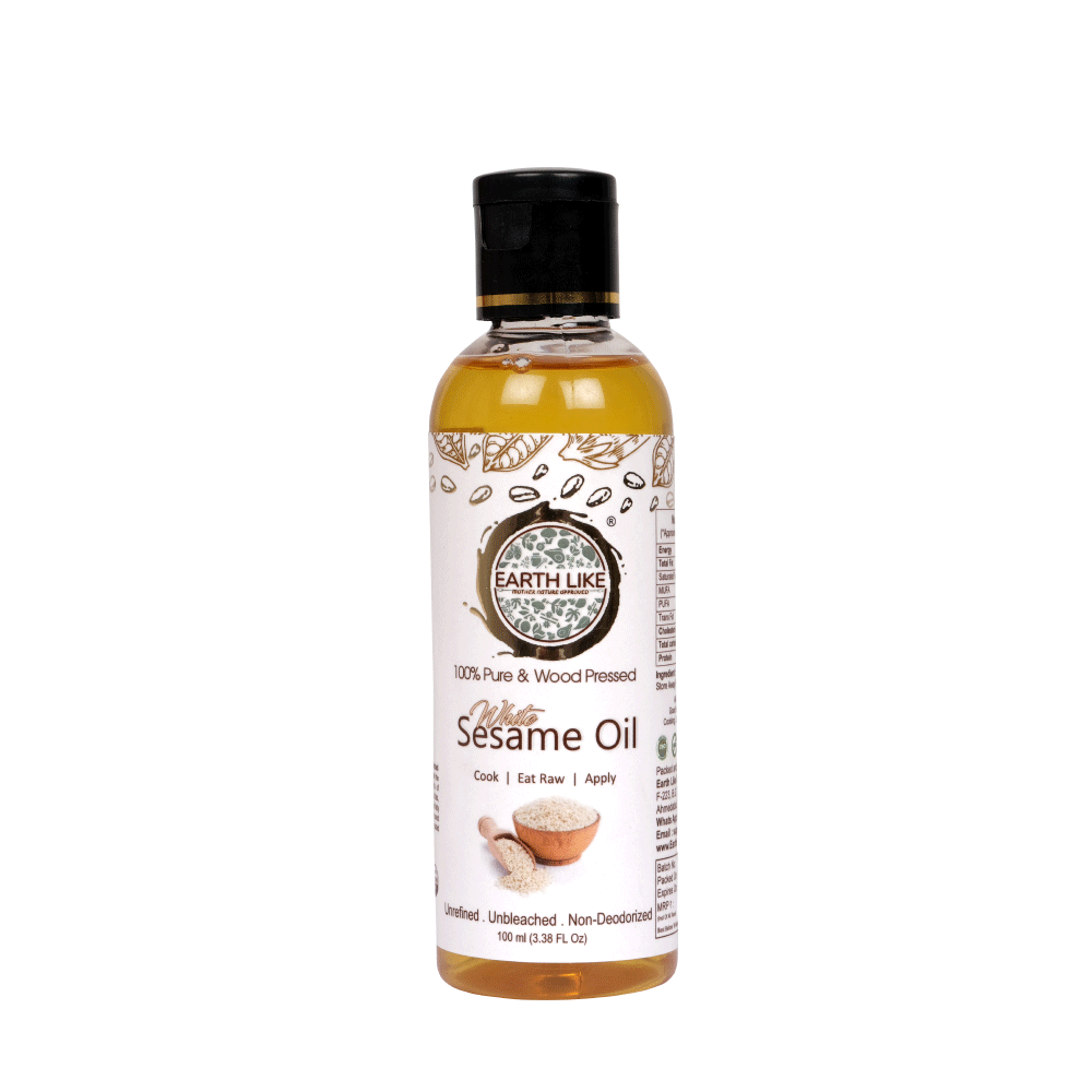 Earth Like Wood Pressed White Sesame Gingelly Oil(Pure Kolhu/Kachi Ghani/cold pressed) Hair Skin Care