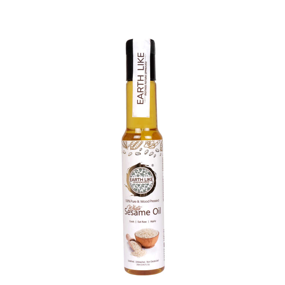 Earth Like Wood Pressed White Sesame Gingelly Oil(Pure Kolhu/Kachi Ghani/cold pressed) Hair Skin Care