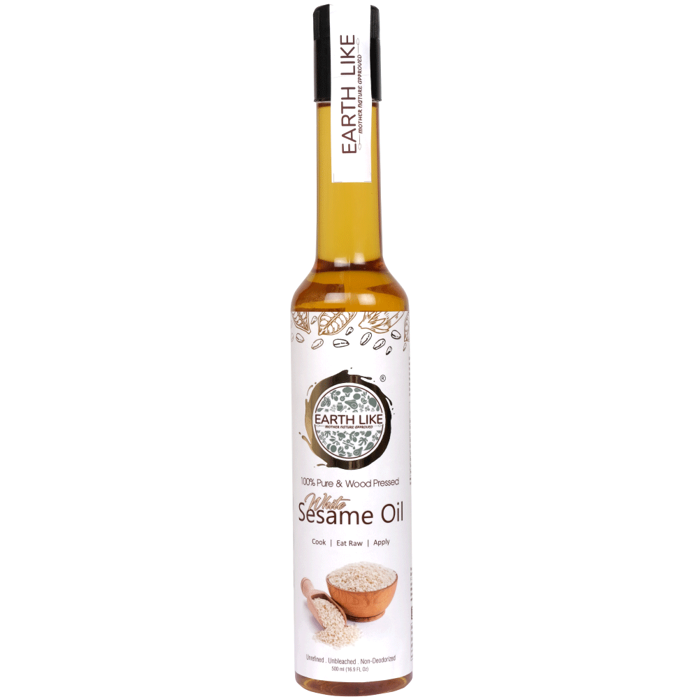 Earth Like Wood Pressed White Sesame Gingelly Oil(Pure Kolhu/Kachi Ghani/cold pressed) Hair Skin Care