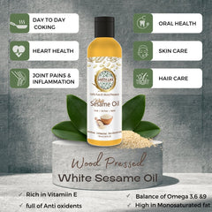 Earth Like Wood Pressed White Sesame Gingelly Oil(Pure Kolhu/Kachi Ghani/cold pressed) Hair Skin Care