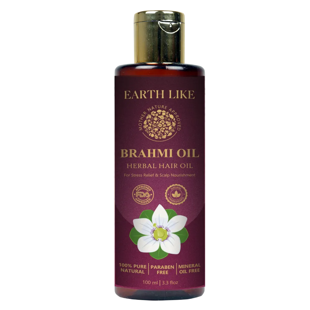 EarthLike Cold-Pressed Brahmi Hair Oil | Ayurvedic Calm for Scalp Nourishment & Stress Relief