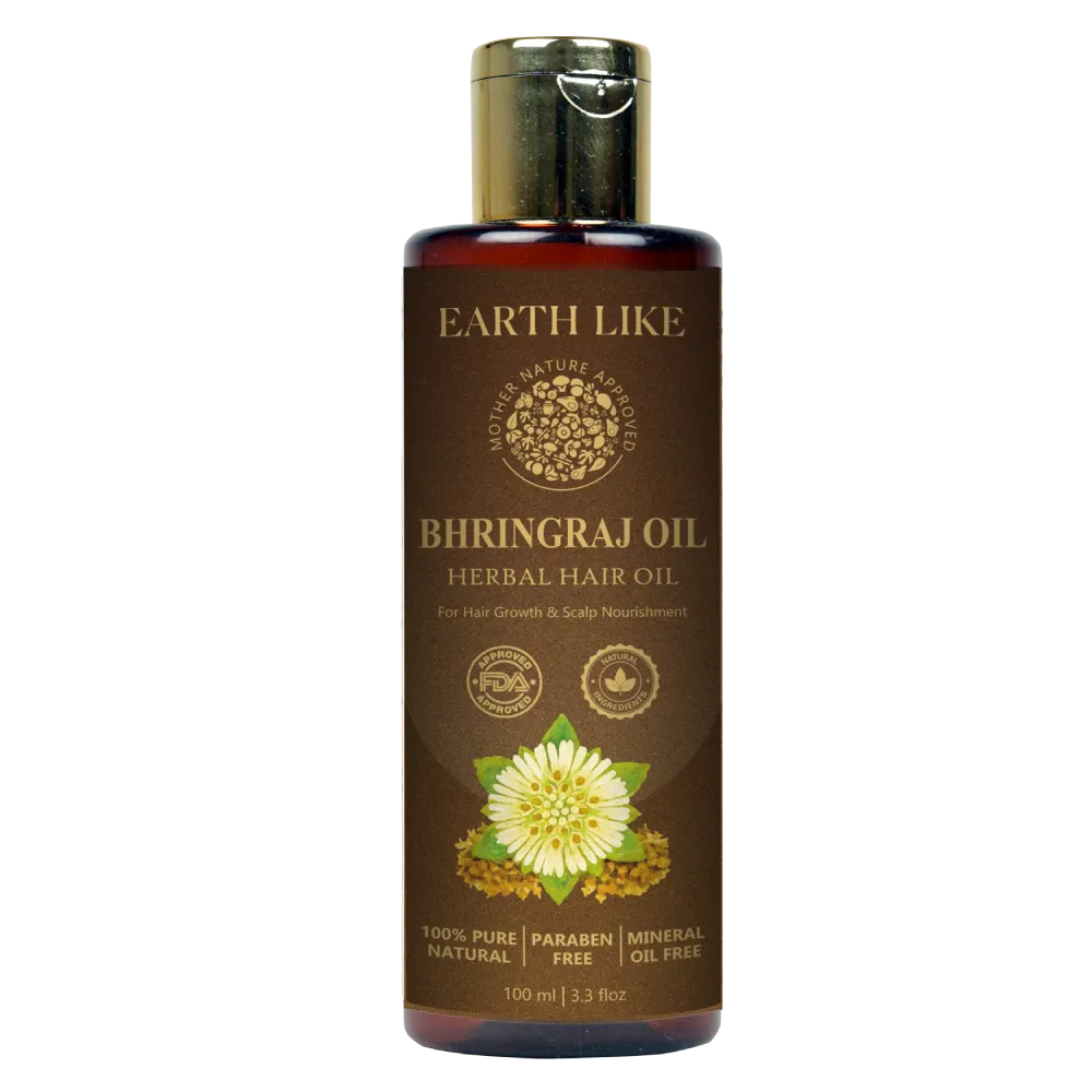 EarthLike Cold-Pressed Bhringraj Hair Oil | Ayurvedic Formula to Reduce Hair Fall & Promote Growth