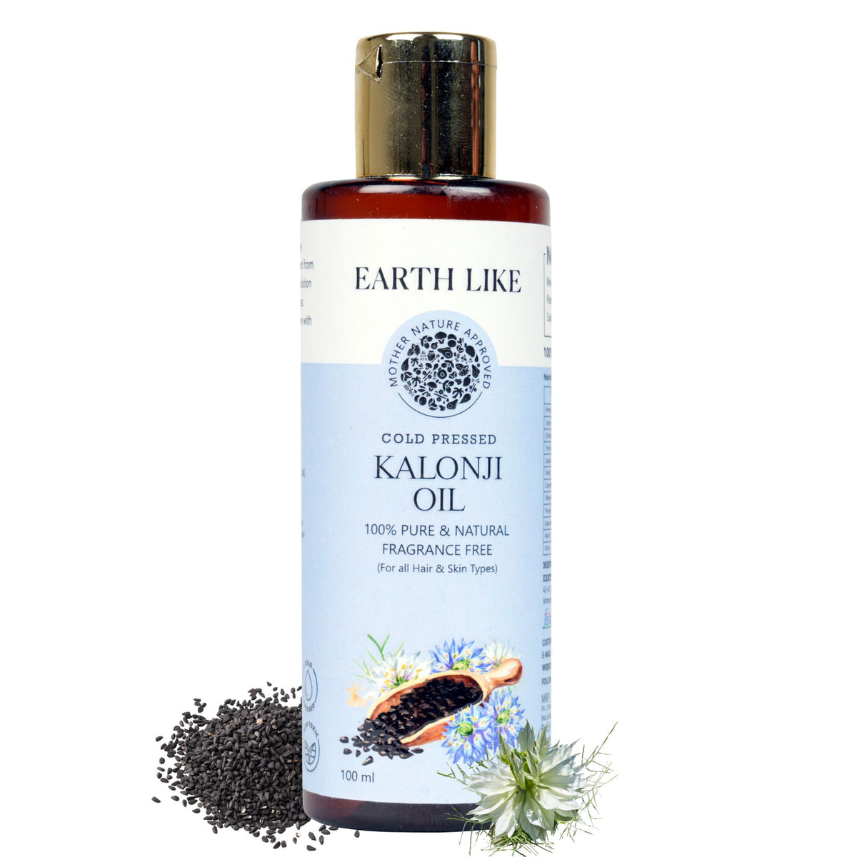 EARTH LIKE Cold Pressed Kalonji (Black Seed) Oil for Healthy & Strong Hair Scalp Nourishment | Skin Firming & Anti Aging Oil | All Hair & Skin Types | No Mineral & Silicon Oil (200ml)
