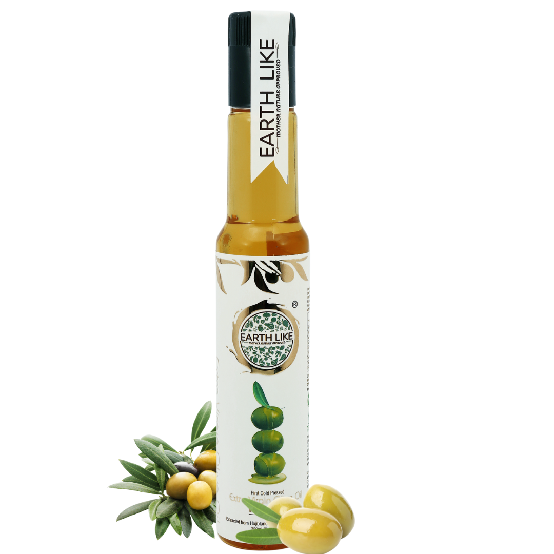 EARTH LIKE - Extra Virgin Olive Oil for Cooking, Skin Massage, Hair Care, Baby Massage | Cold Pressed